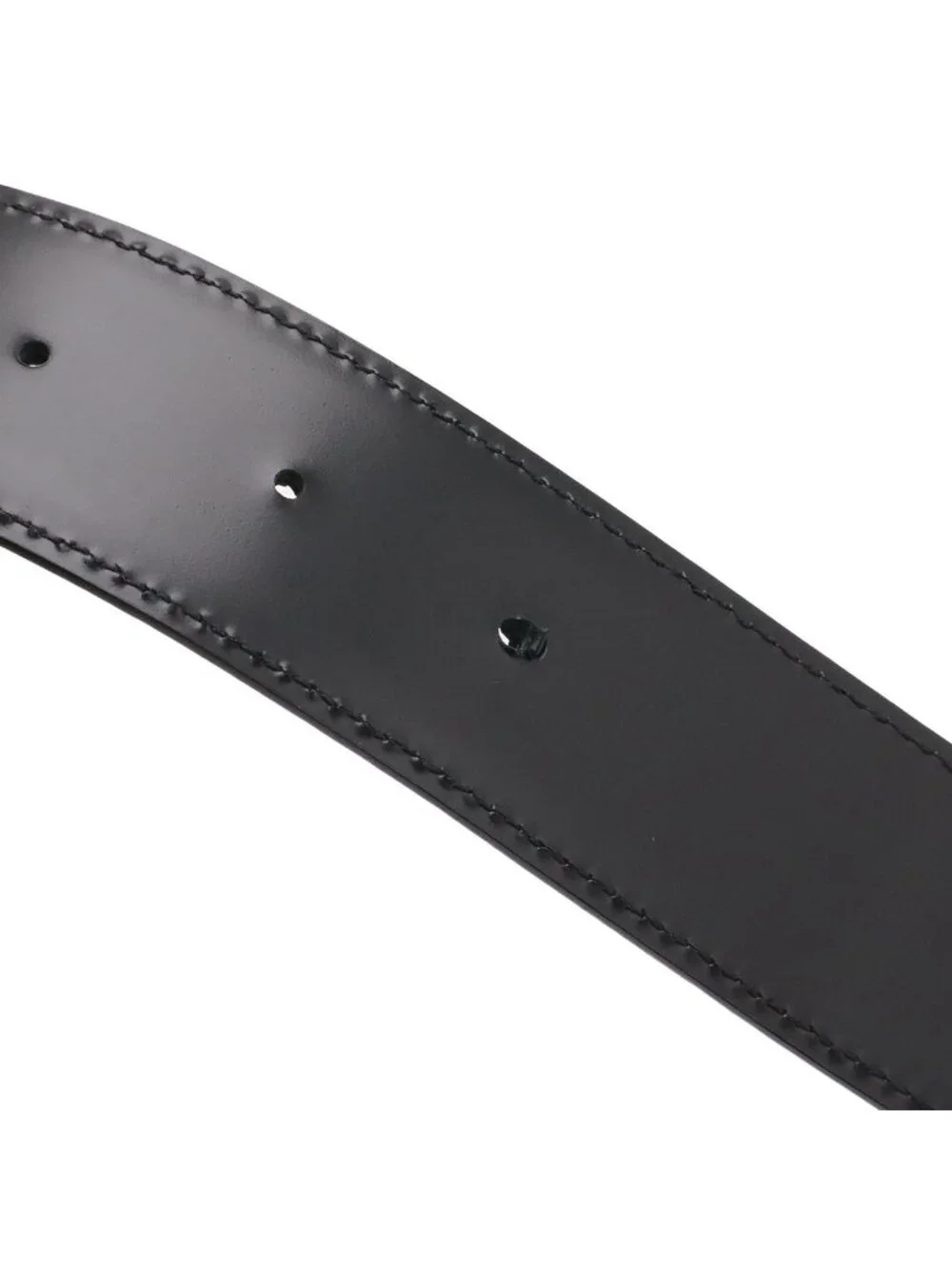 Bvlgari Belt Round Logo Buckle Gray Leather Black Silver